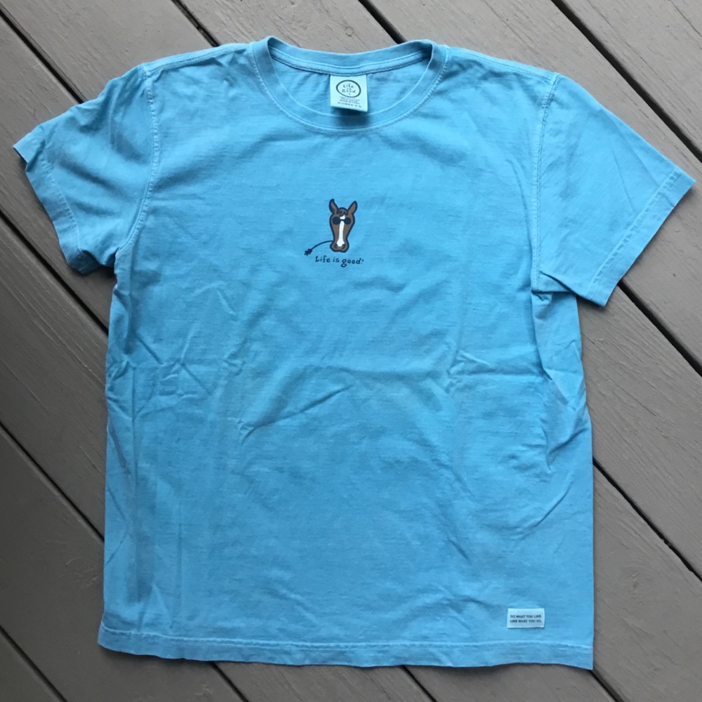Life is Good Light Blue Horse T-Shirt